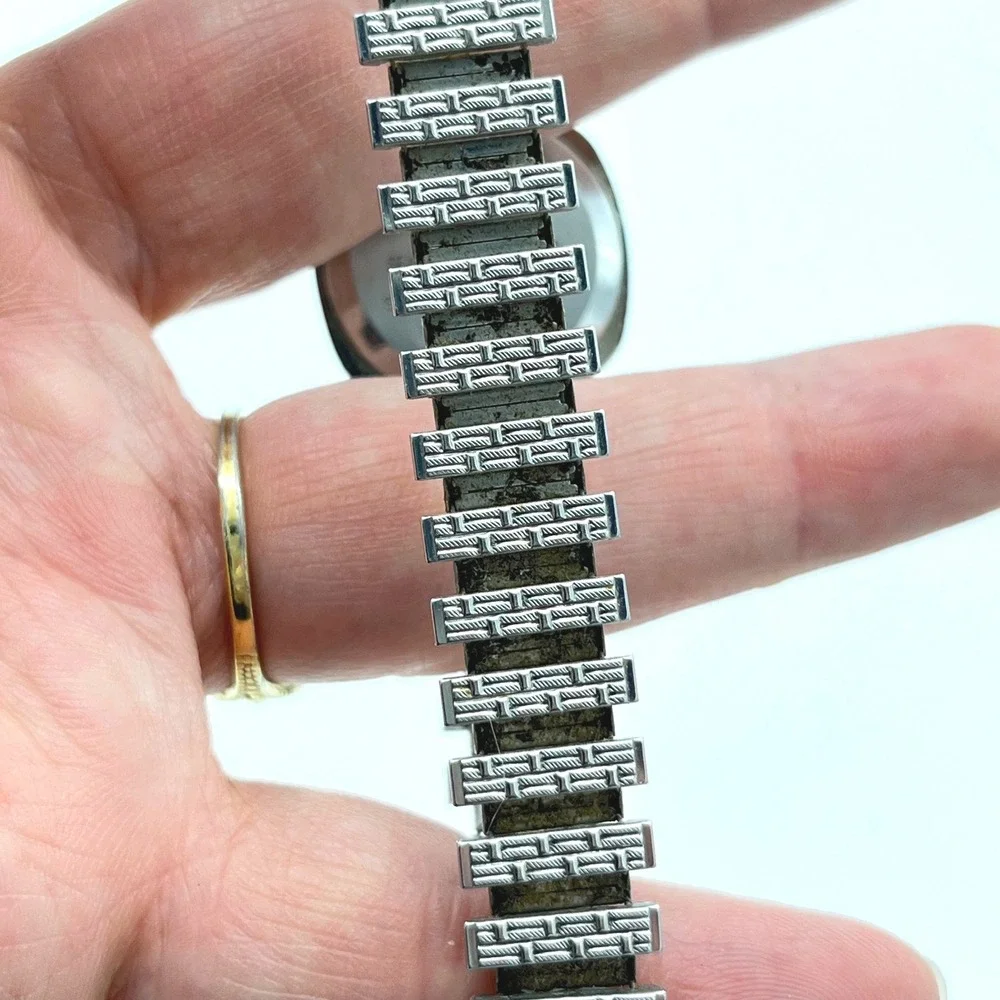 Phasar‎ Digital Watch Sears Roebuck Y450-4290 Silver Tone Rope Bezel Vintage